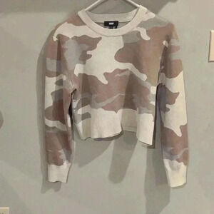 DKNY‎ beige cream camo crop sweater women's small